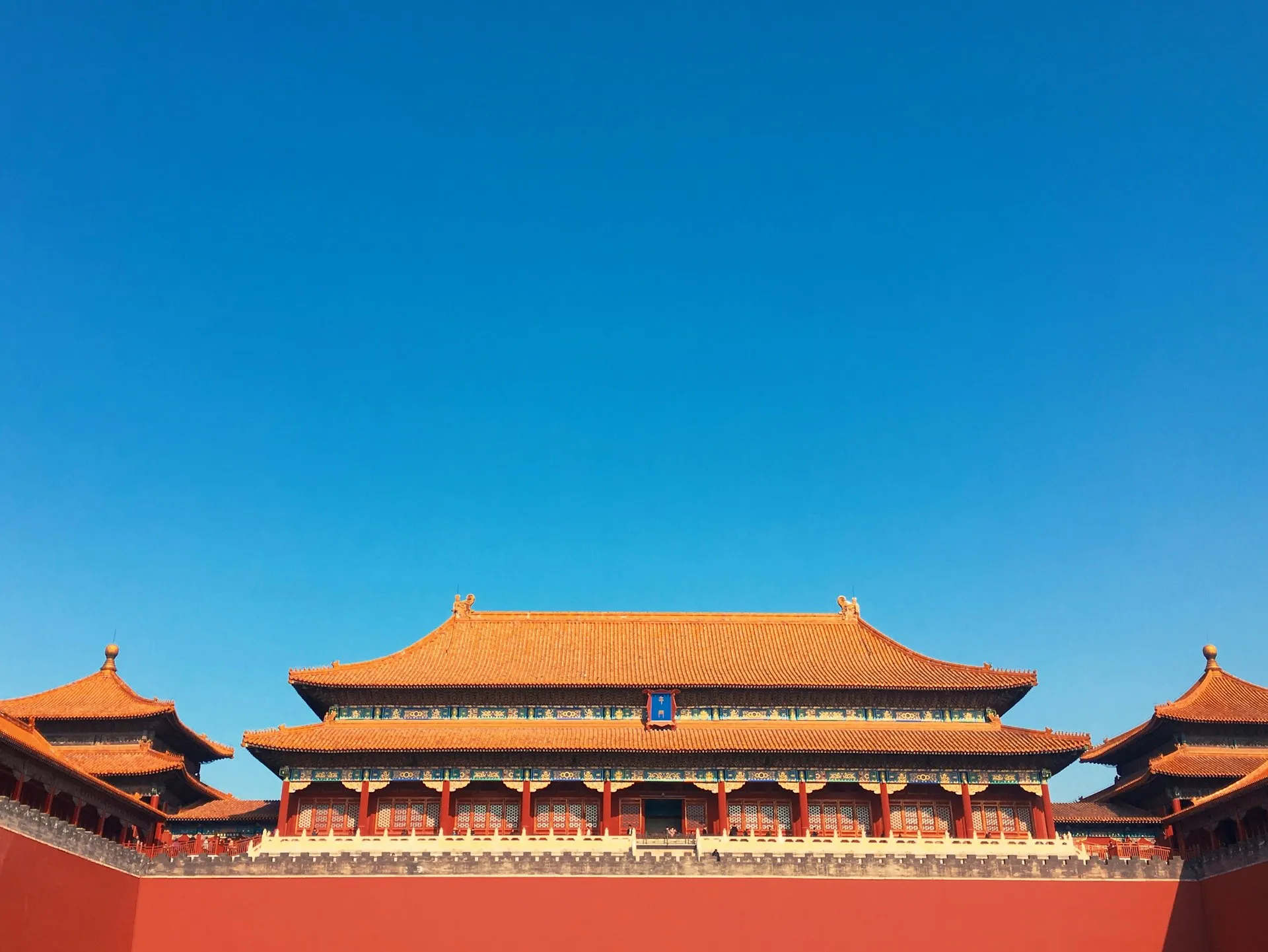 Ancient Chinese architecture at dusk